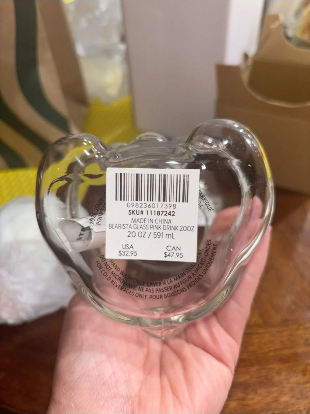 STARBUCKS NEW PINK BEARISTA GLASS CUP 2026